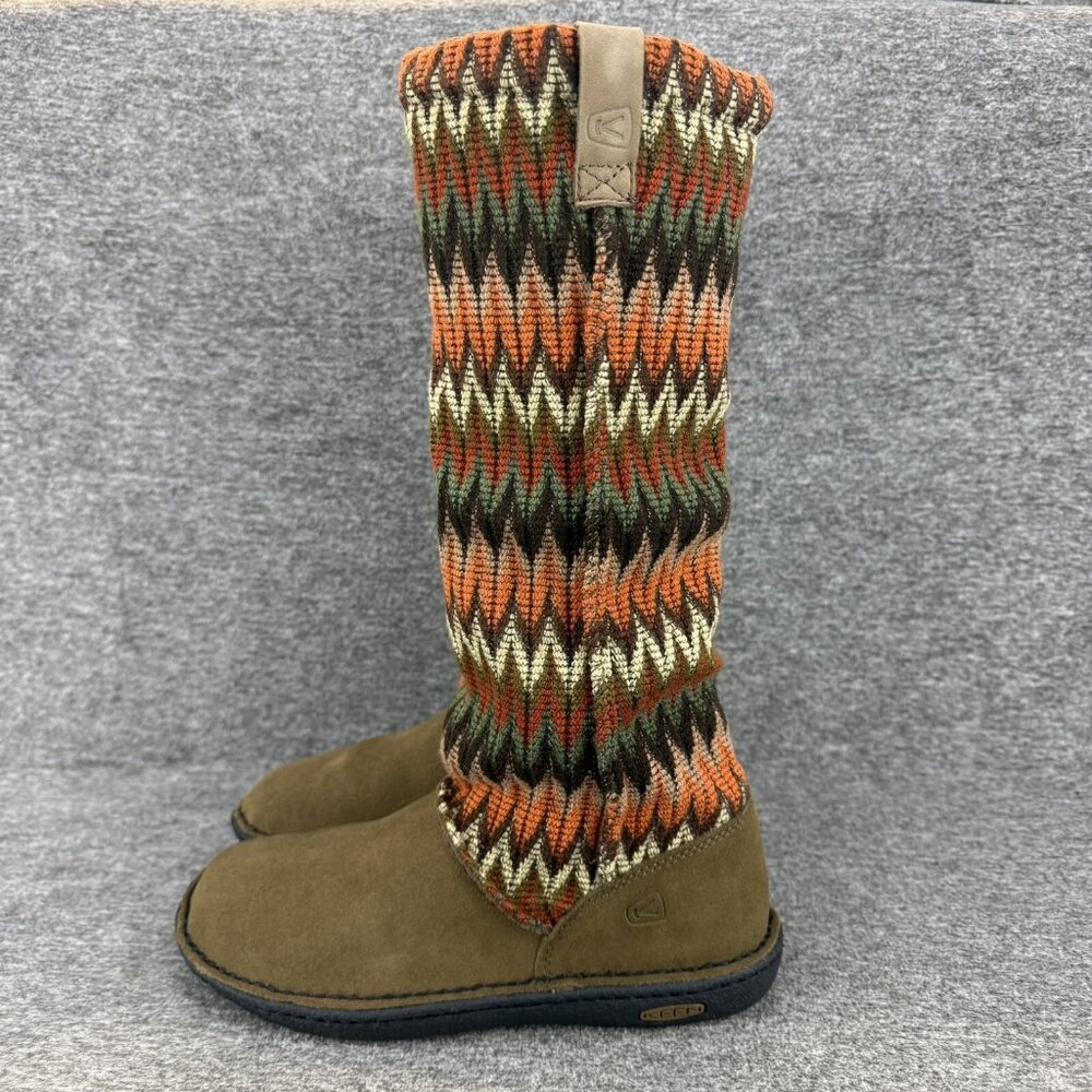 ✅Women's 7 Keen Auburn Navajo Suede Tall Pull On Sherpa Lined Knit Boots NIB - Picture 9 of 9